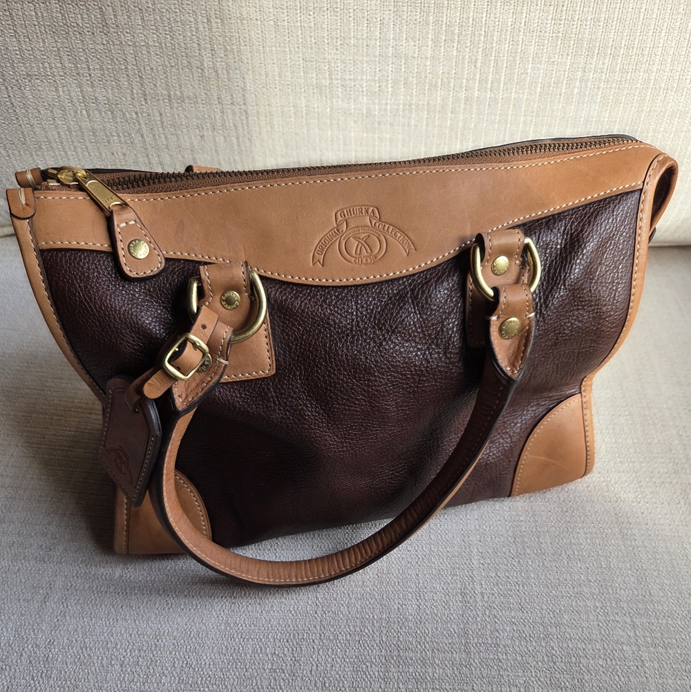 Ghurka Original Collection, Brown/Tan Leather Satchel Handbag